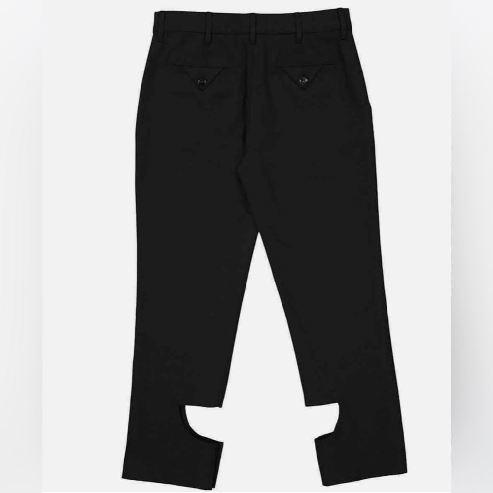 BURBERRY BLACK 100% YEAR ROUND VIRGIN WOOL PANTS WITH UNIQUE CUT OUT DETAILING - Picture 3 of 16
